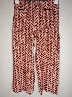 Anthropologie Maeve Rust Orange & White Printed Pants Sz 27P